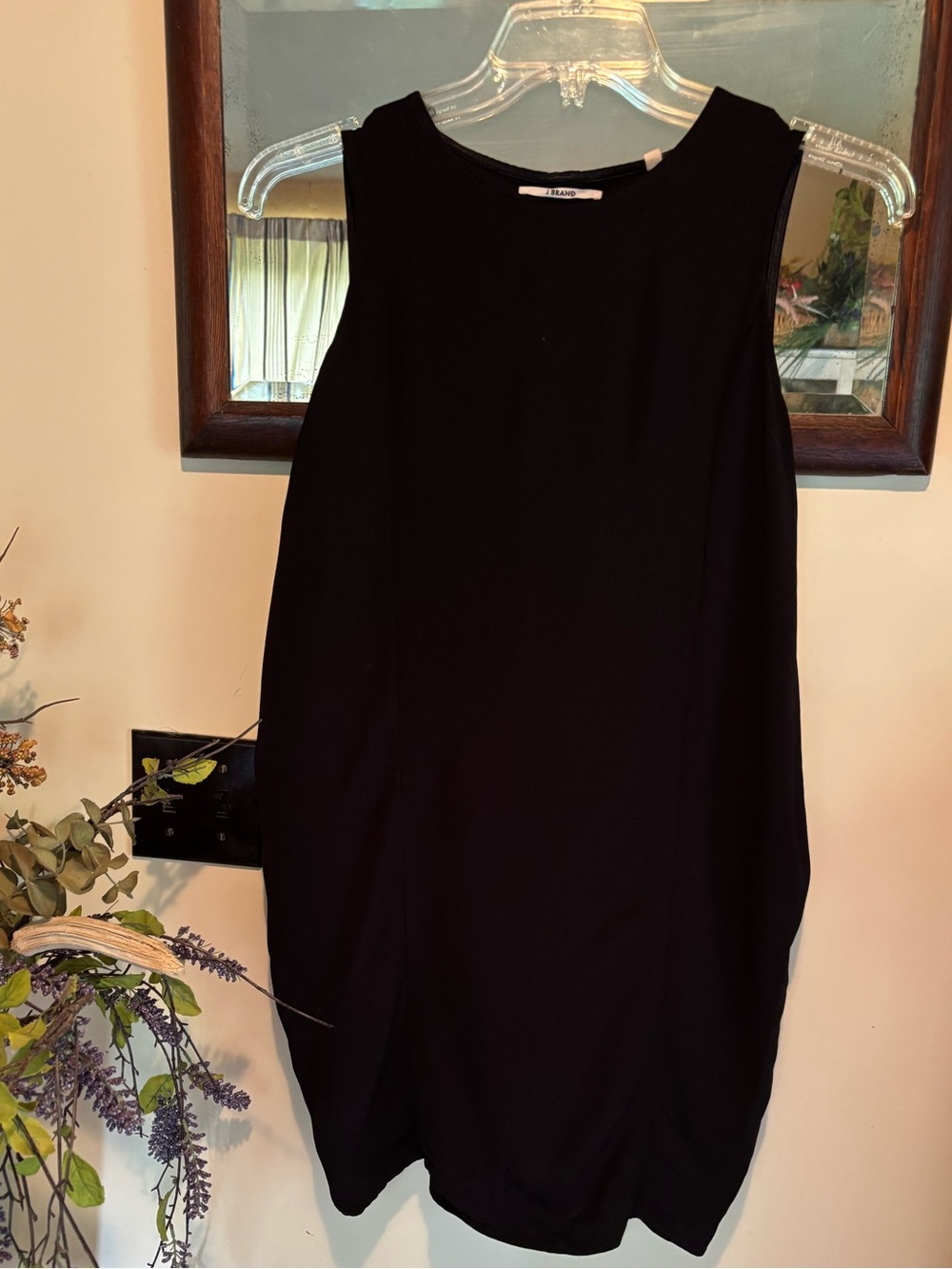 J Brand Cocoon Mini Dress Black Sleeveless Sz XS Minimalist Gothic Lagenlook LBD